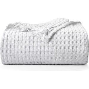 Home 90x90 Inches 300 GSM White Utopia Bedding Cotton Waffle Blanket